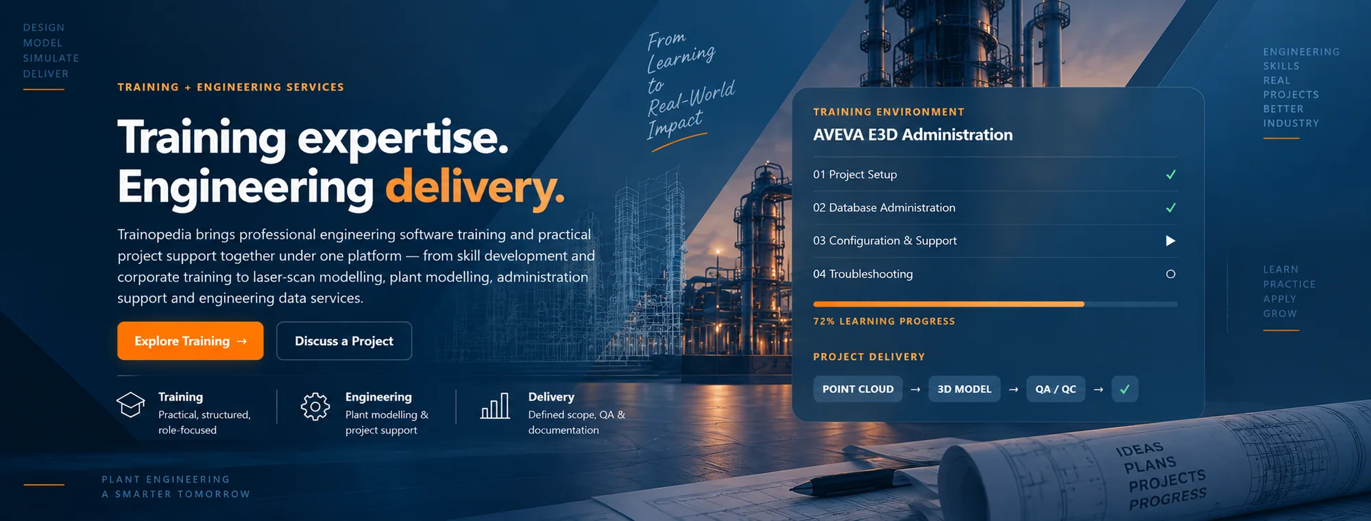 Training expertise. Engineering delivery. Trainopedia brings professional engineering software training and practical project support together under one platform.
